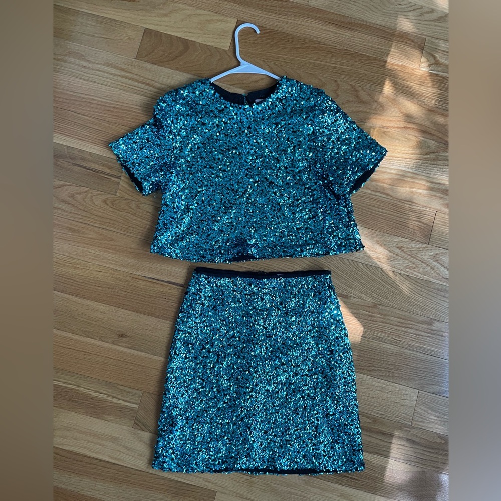 Buddy Love Teal Sequin Two Piece Set